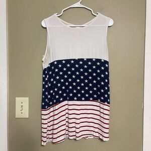 Vanilla Bay Women’s Fourth of July Star Stripe Tank Top Large